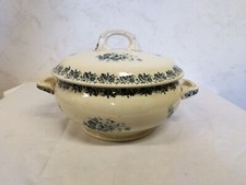 Soupière Ancienne En Porcelaine KG Lunéville Modèle Violettes