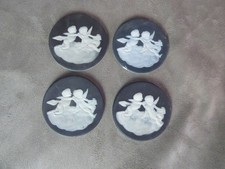 QUATRE PLAQUES en biscuit de LIMOGES, de Tharaud. ANGELOTS.