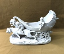 ancien groupe / sculpture en biscuit Coupe Chérubin Putti Statue Porcelaine XIX