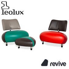Leolux Pallone En Cuir Fauteuil Pouf Vert Anthracite Taupe Rouge Orange