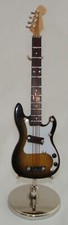 Electric Guitar handmade collectible miniature 4" with stand & black case