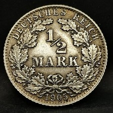 1/2 MARK 1905 D MUNICH ARGENT