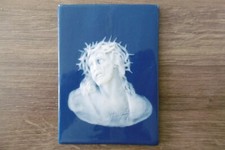 Ancienne plaque porcelaine Limoges signée Chaufriasse Christ Jésus art nouveau 