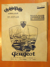 AUTO Champagne Mai 1938- Bulletin officiel- Matot Braine Reims-Peugeot