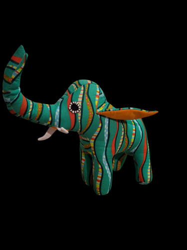 Elephant tissu vert peluche