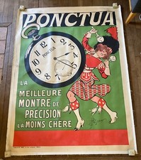 affiche ancienne original litho montre PONCTUA  PAR PRÉJELAN   125 X165 entoilée