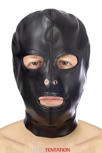 Cagoule bdsm ouvertures en - 3,