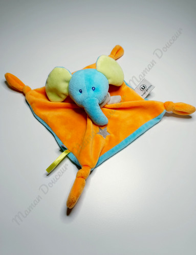 Doudou plat carré éléphant - doudou,