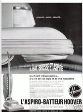 Publicité ancienne l'aspiro-batteur Hoover 1963 issue de magazine