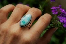 Bague Boho En Larimar Bleu