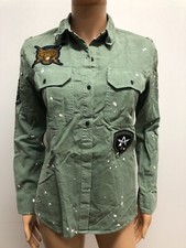 Chemise Femme Affliction Ref 111WV159 100%Rayonne Taille XS Couleur Vert Neuf !!