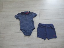 Ensemble 2 pièces body polo bleu rayé + short Taille 3 ans Kiabi