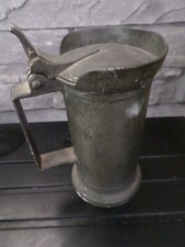 OLD TIN BEER MUG, with lid