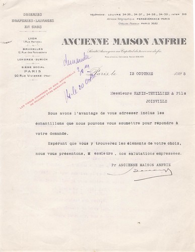 Paris negociant anfrie - 75, 1925
