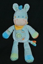 Peluche NICOTOY SIMBA TOYS Doudou Zèbre Ane Cheval Poney Bleu Feuille Verte