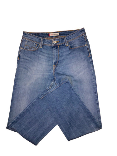 Jeans bleu droit used femme - used,