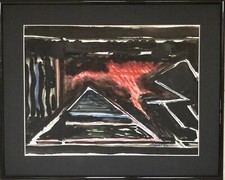 J.M.”Pepe”CACERES 1949.Composition.1990.Encre et aquarelle.SBD.30x45.Cadre.