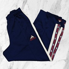 Adidas Vintage Âge 90 Pantalon survêtement Homme Bleu Logo Rayures Latéraux Gr L