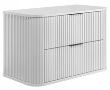 Meuble sous-lavabo salle de bain ELEGANCE 80 cm façade rainurée blanc