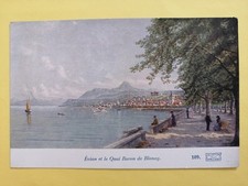 cpa Source Cachat ILLUSTRATION ÉVIAN les BAINS et le QUAI Baron de BLONAY