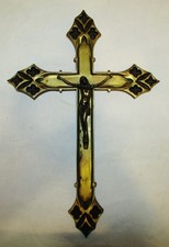 CRUCIFIX VINTAGE MODERNISTE EN BRONZE MURAL