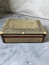 MAGNIFIQUE Boîte À Cigarette Vintage Marocaine, Marqueterie De Nacre Et Autre