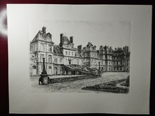 grande Estampe gravée sur cuivre - Léopold Robin - palais fontainebleau