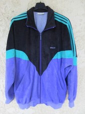 Veste ADIDAS vintage peau de pêche violet noir TREFOIL jacket années 80 186 XL