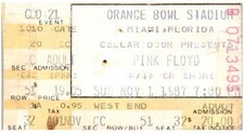 Billet De Concert Pink Floyd 1 Novembre 1987 Miami Floride