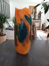 Signé Livio Séguso Très  Grand Vase Murano Patte De Verre