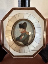 PEINTURE MINIATURE  XIXe -" NAPOLEON BONAPARTE EMPREUR 1 er EMPIRE " CADRE en OS