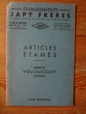 Tarif 1940 Et JAPY Frères -