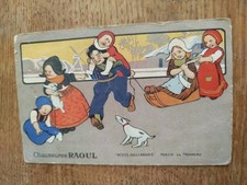 CPA Publicitaire Chaussures Raoul Petits Hollandais Enfants Traineaux Chiens...