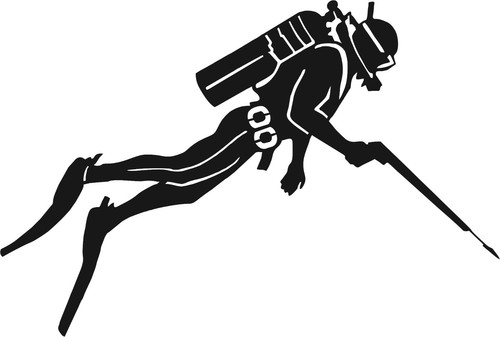 Spearfishing diver metal wall - diver,
