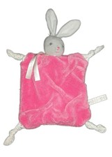 Doudou plat lapin gris rose