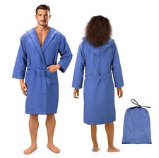 Peignoir de bain homme - Robe sortie de bain en microfibre avec capuche ceinture