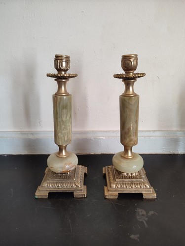 Lot bougeoirs onyx et - 2,