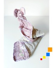 Doudou Plat/Couverture Nina Souris Mauve Violet Fleur Attache Tétine - Noukies