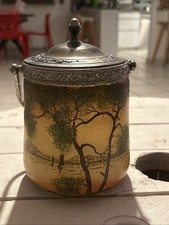 POT A BISCUITS ART NOUVEAU-DECORS PAYSAGE ÉMAILLÉ-ANNÉES 1900