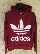 Sweat à capuche ADIDAS rétro vintage sport TREFOIL bordeaux femme hoodie 36 UK 8