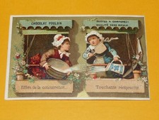 CHROMO CHOCOLAT POULAIN 1885-1890 CONCURRENCE + FABLE ANE VETU PEAU LION