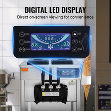 VEVOR Machine À Crème Glacée Appareil À Glace Italienne 3 Saveurs 18-28 L/H