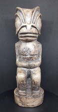 Huge Seated TIKI Stone Figure - MARQUESAS Islands or TAHITI, French Polynesia