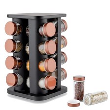 Support à épices pivotant, carrousel avec pots à épices, étagère carrée noire...
