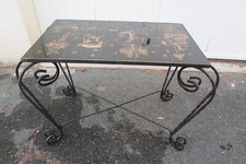 Table basse vintage céramique et fer forgé signée B.Dumas, 1950s