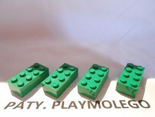 Lot de 4 briques Lego 2x4 de couleur verte ref.3001