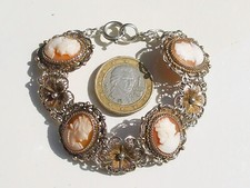 TRES BEAU BRACELET ANCIEN en ARGENT Filigrané avec CAMEE COQUILLE / Lg 19cm