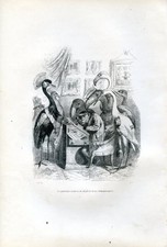 Grandville, Waders watching a monkey draw................. engraving...1842