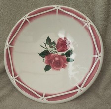 Ancien plat rond creux DIGOIN SARREGUEMINES modèle CIBON Décor roses rouges