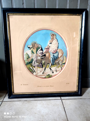 Rare canevas ancien 1870 - rare,
